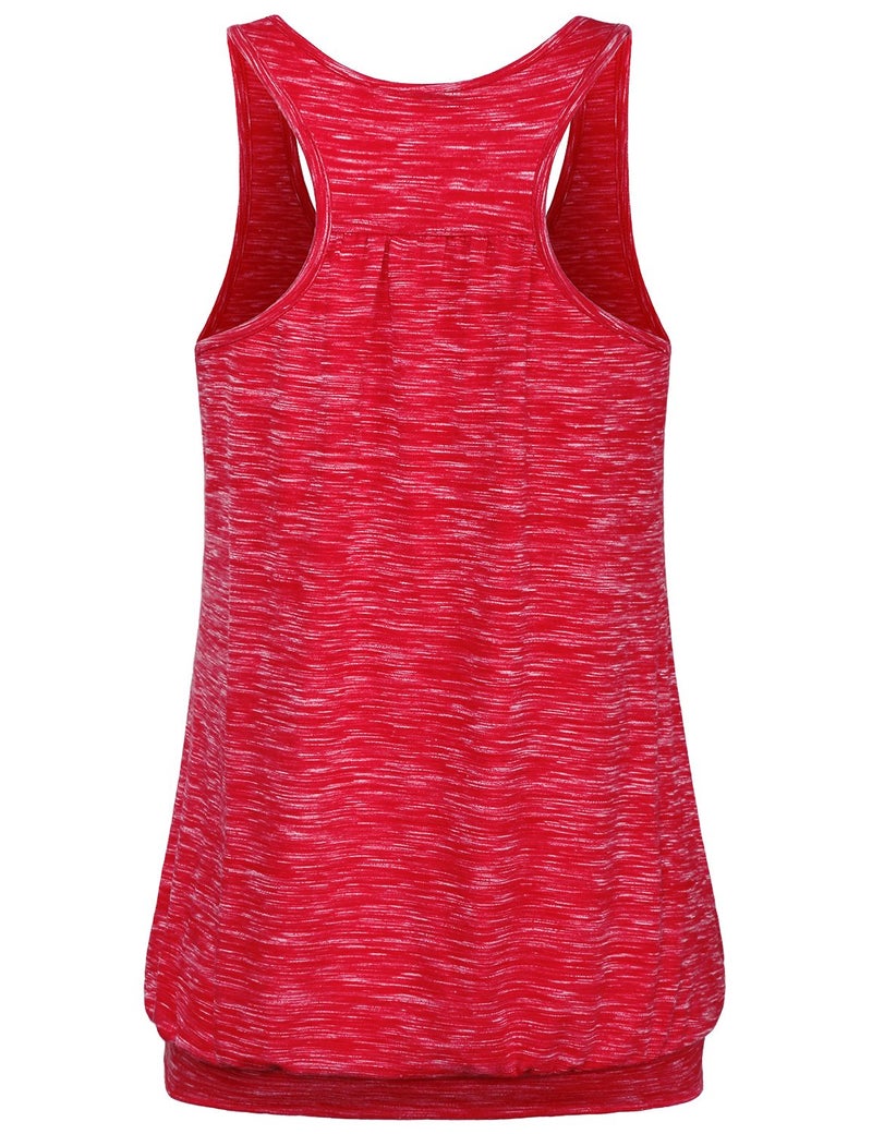 Miusey Yoga Shirts for Women Womens Workout Clothes Sleeveless Round Neck Loose Fit Flattering Tops to Hide Tummy Racerback Workout Tanks Athletic Tank Tops (X-Large, Space Dye Red -2) - Image 2